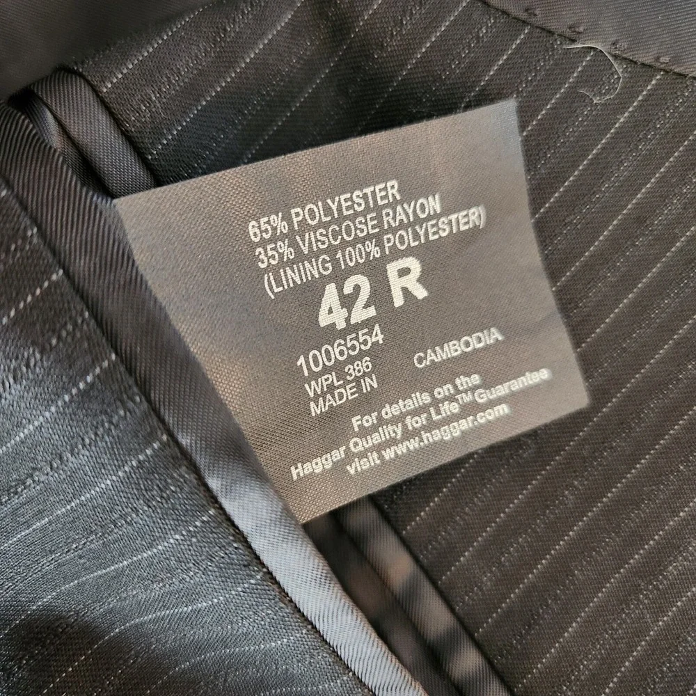 Haggar Blazer Men's Size 42R Black Striped Suit Up System Single Vent